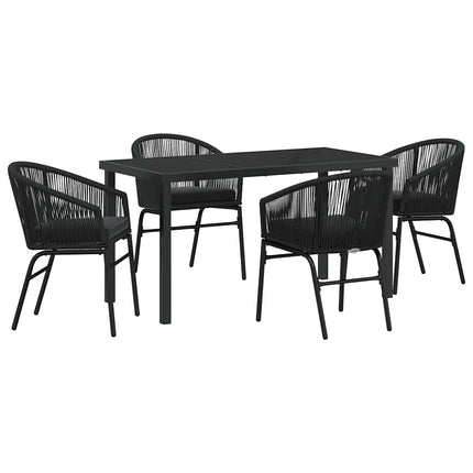 Trädgårdsmöbelset 5 pcs Svart Pulverlackerat stål