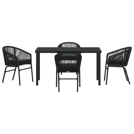 Trädgårdsmöbelset 5 pcs Svart Pulverlackerat stål