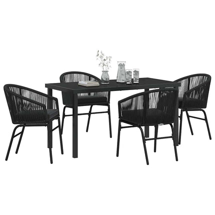 Trädgårdsmöbelset 5 pcs Svart Pulverlackerat stål