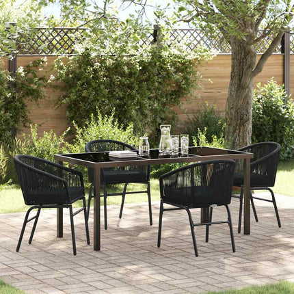 Trädgårdsmöbelset 5 pcs Svart Pulverlackerat stål