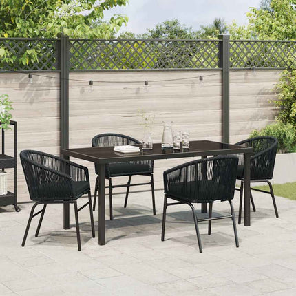 Trädgårdsmöbelset 5 pcs Svart Pulverlackerat stål