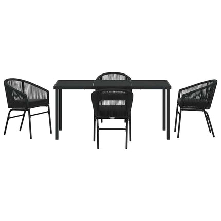 Trädgårdsmöbelset 5 pcs Svart Pulverlackerat stål