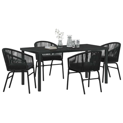 Trädgårdsmöbelset 5 pcs Svart Pulverlackerat stål