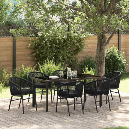 Trädgårdsmöbelset 7 pcs Svart Pulverlackerat stål