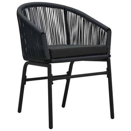 Trädgårdsmöbelset 7 pcs Svart Pulverlackerat stål