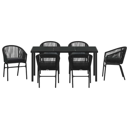 Trädgårdsmöbelset 7 pcs Svart Pulverlackerat stål