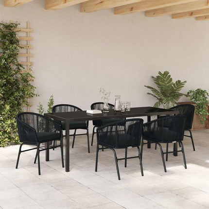 Trädgårdsmöbelset 7 pcs Svart Pulverlackerat stål