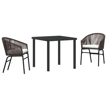 Trädgårdsmöbelset 3 pcs Brun Pulverlackerat stål