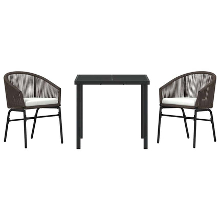 Trädgårdsmöbelset 3 pcs Brun Pulverlackerat stål