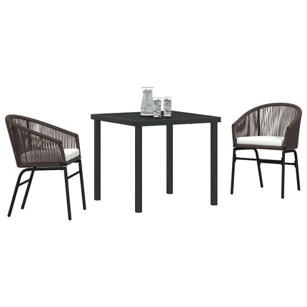 Trädgårdsmöbelset 3 pcs Brun Pulverlackerat stål