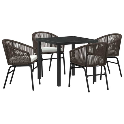 Trädgårdsmöbelset 5 pcs Brun Pulverlackerat stål