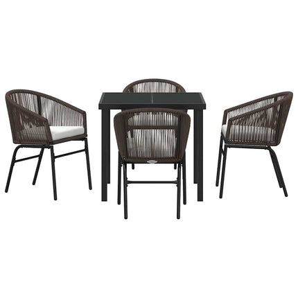 Trädgårdsmöbelset 5 pcs Brun Pulverlackerat stål