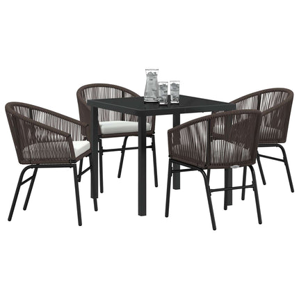 Trädgårdsmöbelset 5 pcs Brun Pulverlackerat stål