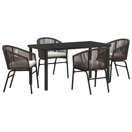 Trädgårdsmöbelset 5 pcs Brun Pulverlackerat stål