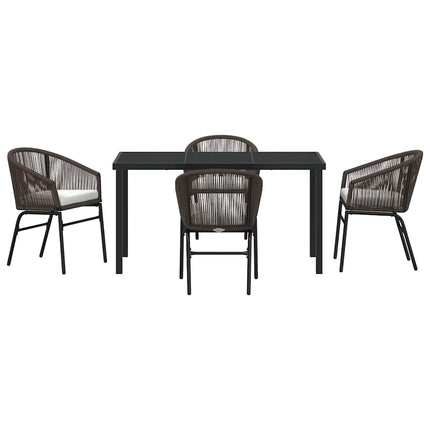 Trädgårdsmöbelset 5 pcs Brun Pulverlackerat stål