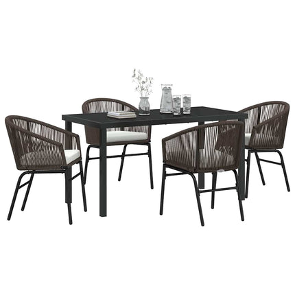 Trädgårdsmöbelset 5 pcs Brun Pulverlackerat stål