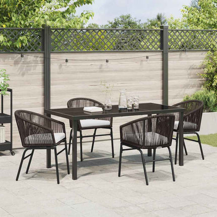 Trädgårdsmöbelset 5 pcs Brun Pulverlackerat stål