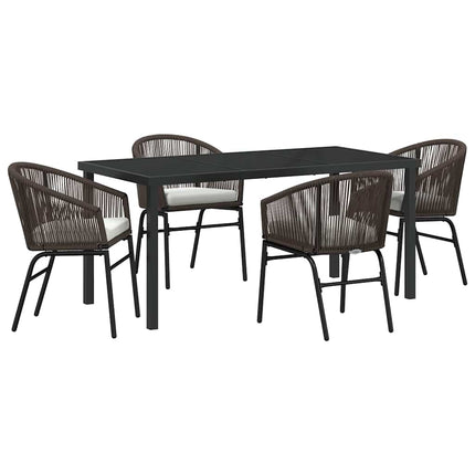 Trädgårdsmöbelset 5 pcs Brun Pulverlackerat stål