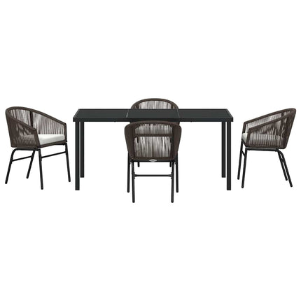 Trädgårdsmöbelset 5 pcs Brun Pulverlackerat stål