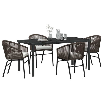 Trädgårdsmöbelset 5 pcs Brun Pulverlackerat stål