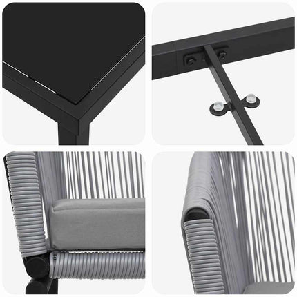 Trädgårdsmöbelset 7 pcs Antracit Pulverlackerat stål