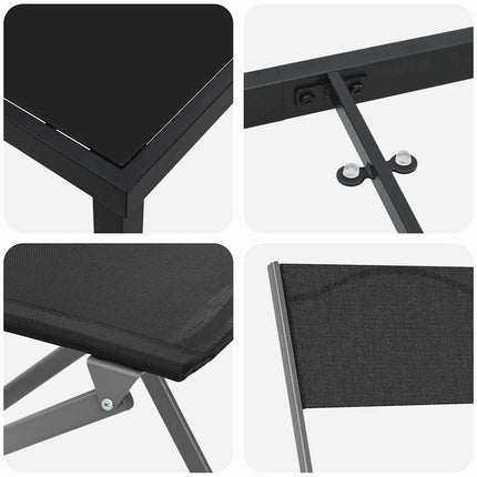 Trädgårdsmöbelset 3 pcs Svart Pulverlackerat stål