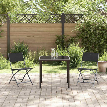 Trädgårdsmöbelset 3 pcs Svart Pulverlackerat stål