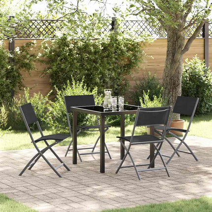 Trädgårdsmöbelset 5 pcs Svart Pulverlackerat stål
