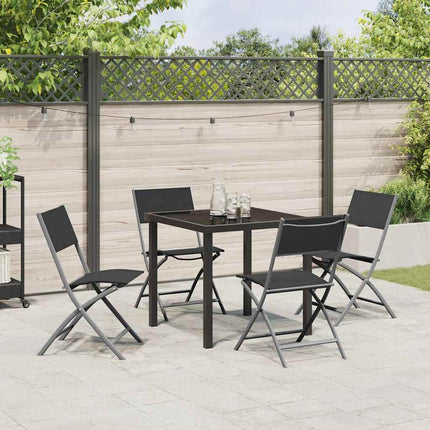 Trädgårdsmöbelset 5 pcs Svart Pulverlackerat stål