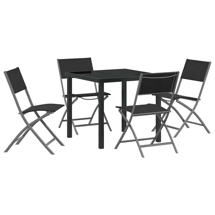 Trädgårdsmöbelset 5 pcs Svart Pulverlackerat stål