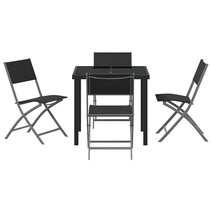 Trädgårdsmöbelset 5 pcs Svart Pulverlackerat stål