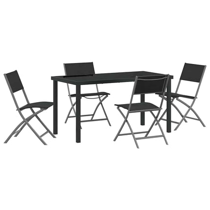 Trädgårdsmöbelset 5 pcs Svart Pulverlackerat stål