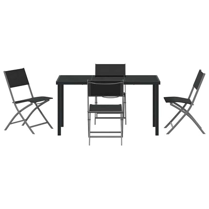 Trädgårdsmöbelset 5 pcs Svart Pulverlackerat stål