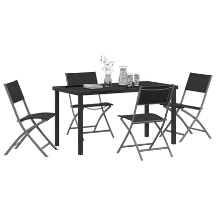 Trädgårdsmöbelset 5 pcs Svart Pulverlackerat stål