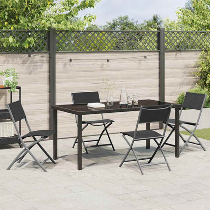 Trädgårdsmöbelset 5 pcs Svart Pulverlackerat stål