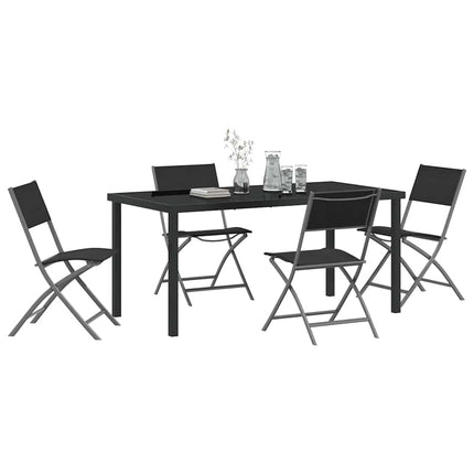 Trädgårdsmöbelset 5 pcs Svart Pulverlackerat stål