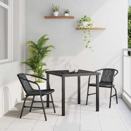 Trädgårdsmöbelset 3 pcs Svart Pulverlackerat stål