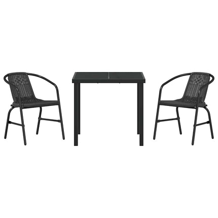 Trädgårdsmöbelset 3 pcs Svart Pulverlackerat stål