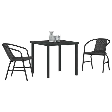 Trädgårdsmöbelset 3 pcs Svart Pulverlackerat stål