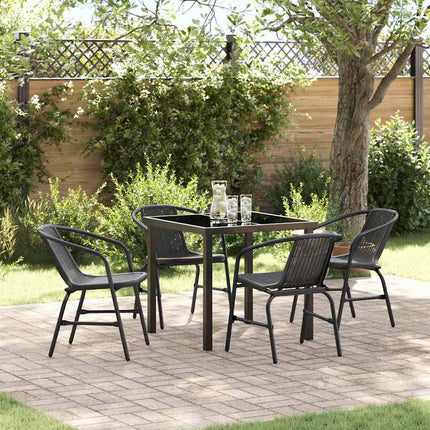 Trädgårdsmöbelset 5 pcs Svart Pulverlackerat stål