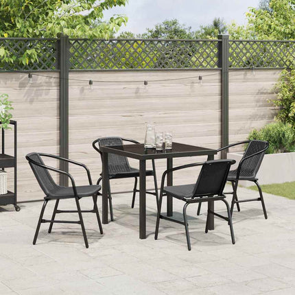 Trädgårdsmöbelset 5 pcs Svart Pulverlackerat stål