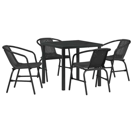 Trädgårdsmöbelset 5 pcs Svart Pulverlackerat stål