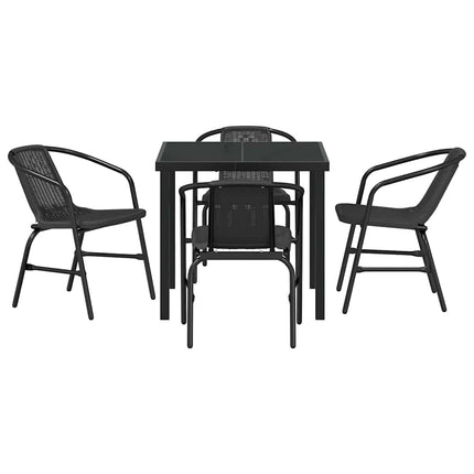 Trädgårdsmöbelset 5 pcs Svart Pulverlackerat stål