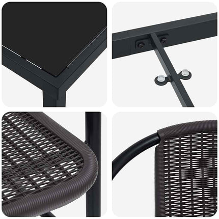 Trädgårdsmöbelset 5 pcs Svart Pulverlackerat stål