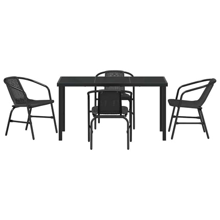 Trädgårdsmöbelset 5 pcs Svart Pulverlackerat stål