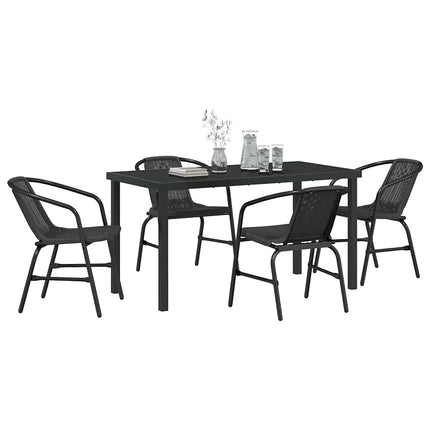 Trädgårdsmöbelset 5 pcs Svart Pulverlackerat stål