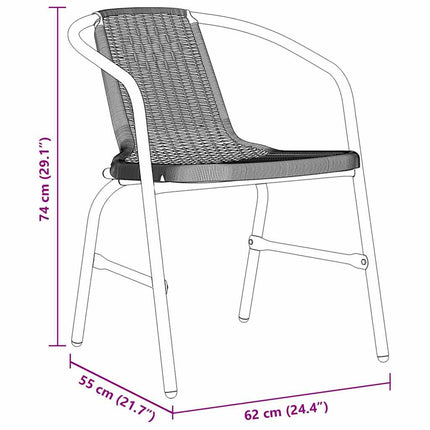 Trädgårdsmöbelset 5 pcs Svart Pulverlackerat stål