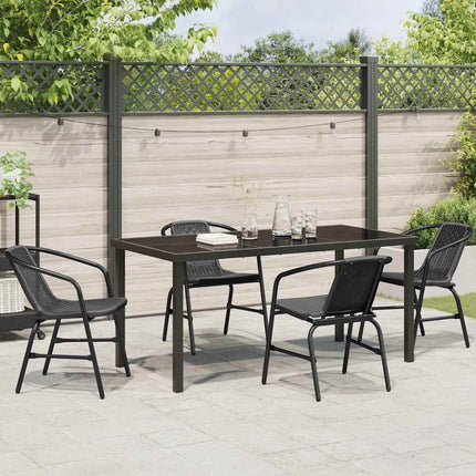 Trädgårdsmöbelset 5 pcs Svart Pulverlackerat stål
