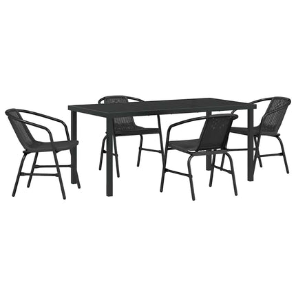 Trädgårdsmöbelset 5 pcs Svart Pulverlackerat stål
