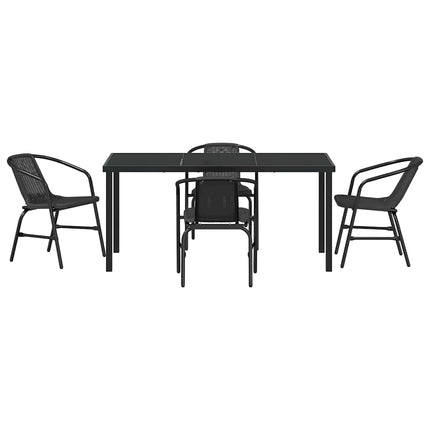 Trädgårdsmöbelset 5 pcs Svart Pulverlackerat stål